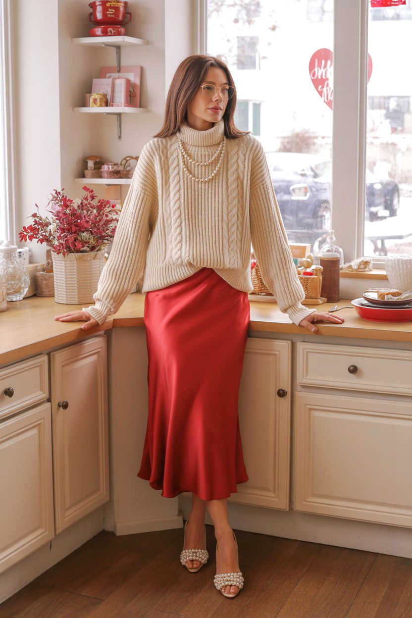 Cream Cable Knit - 25 Valentine's Day Winter Outfits