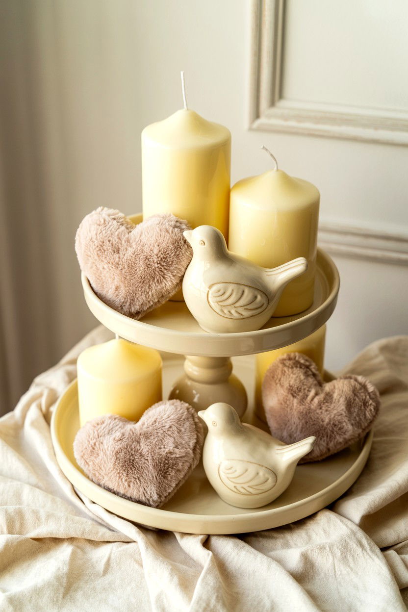 Cream Valentine Decor - 25 Neutral Valentine's Day Tiered Tray Ideas