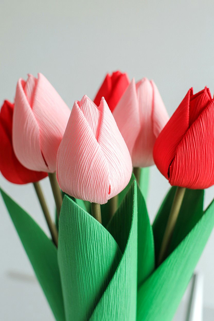 Crepe Paper Tulip - 25 Valentine's Day Paper Flower Ideas