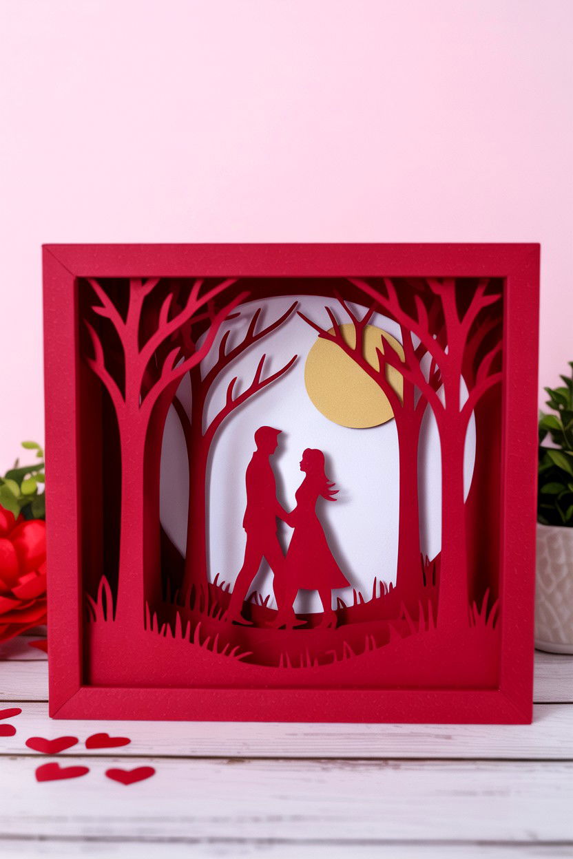 Cricut Paper Cut Shadow Box - 25 Valentine's Day Shadow Box Ideas