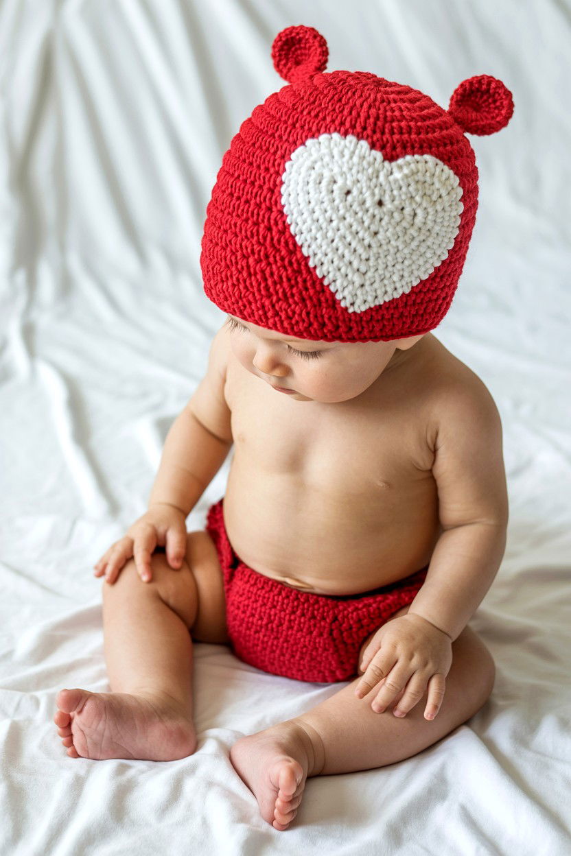 Crochet Heart Hat - 25 Valentine's Day Baby Photo Ideas