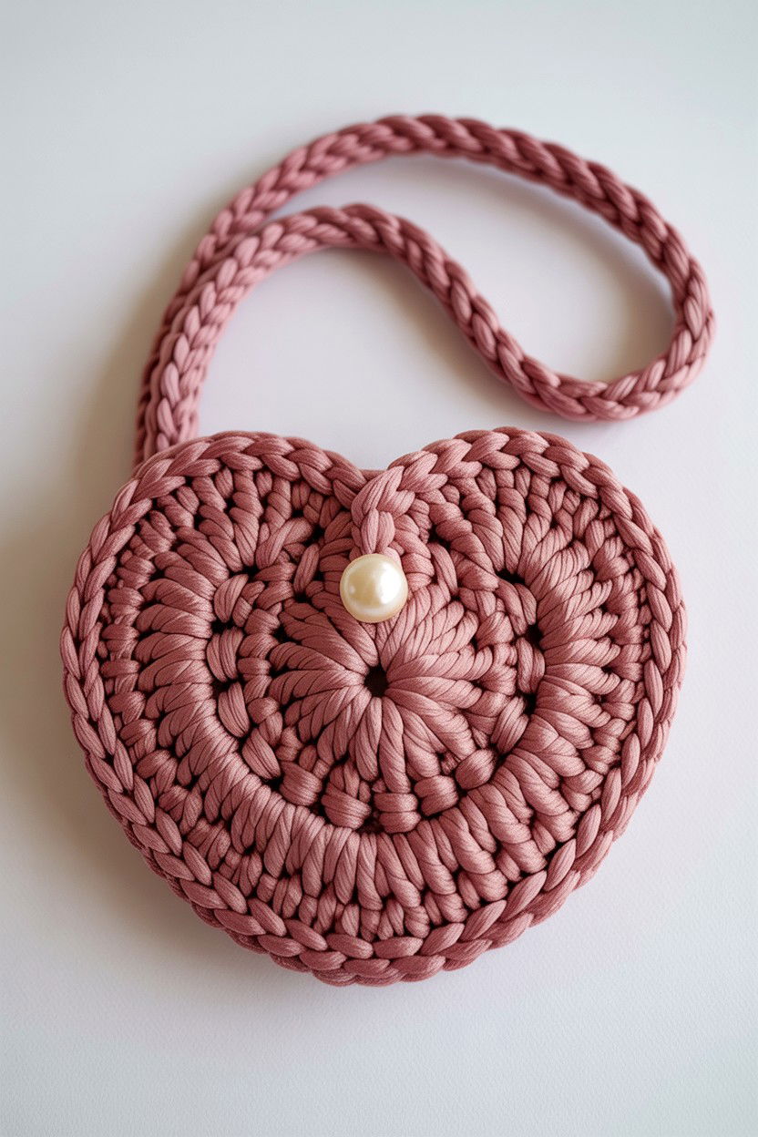 Crochet Heart Pouch - 25 Valentine's Day Pouch Ideas
