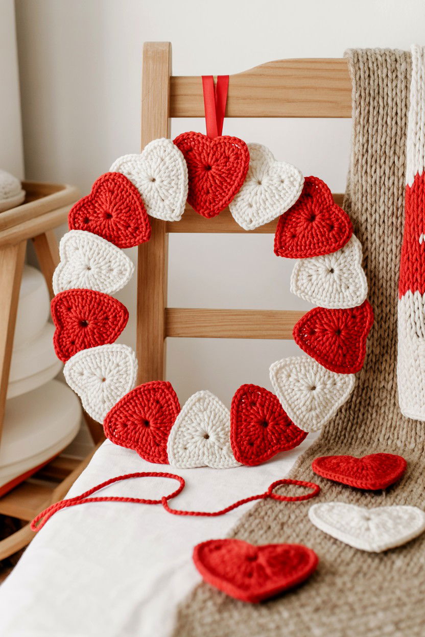 Crochet Heart - 25 Simple Valentine's Day Wreath Ideas