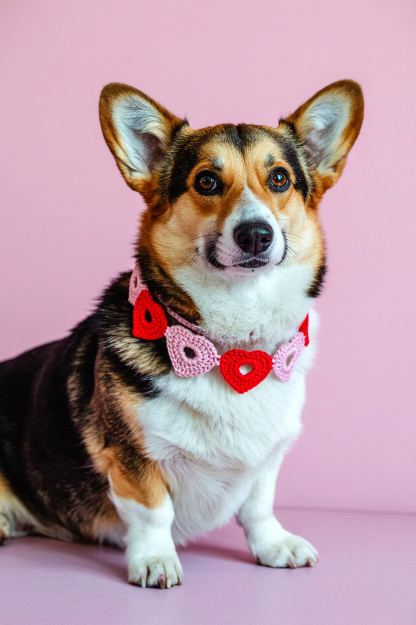 Crochet Valentine Dog Collar - 25 Valentine's Day Pet Collar Ideas