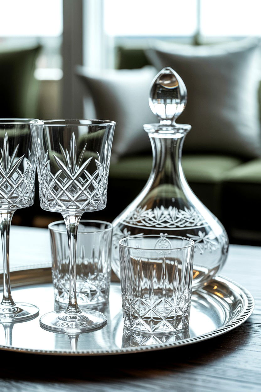 Crystal Glassware Setup - 25 Romantic Table Setting Ideas