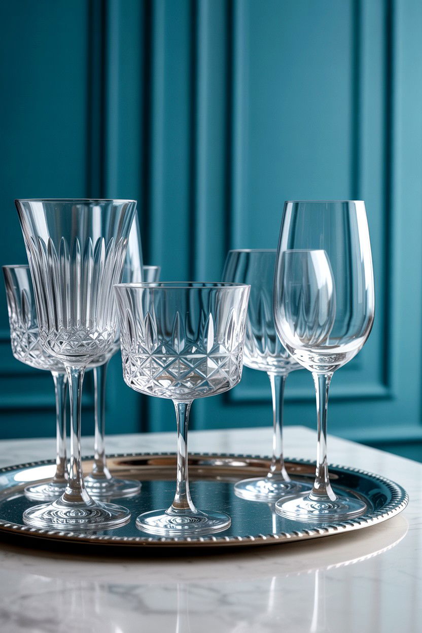 Crystal Glassware - 25 Valentine's Day Dinner Table Ideas