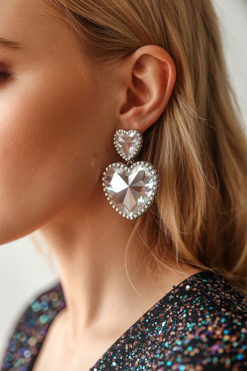 Crystal Heart Earrings - 25 Valentine's Day Heart Jewelry Ideas