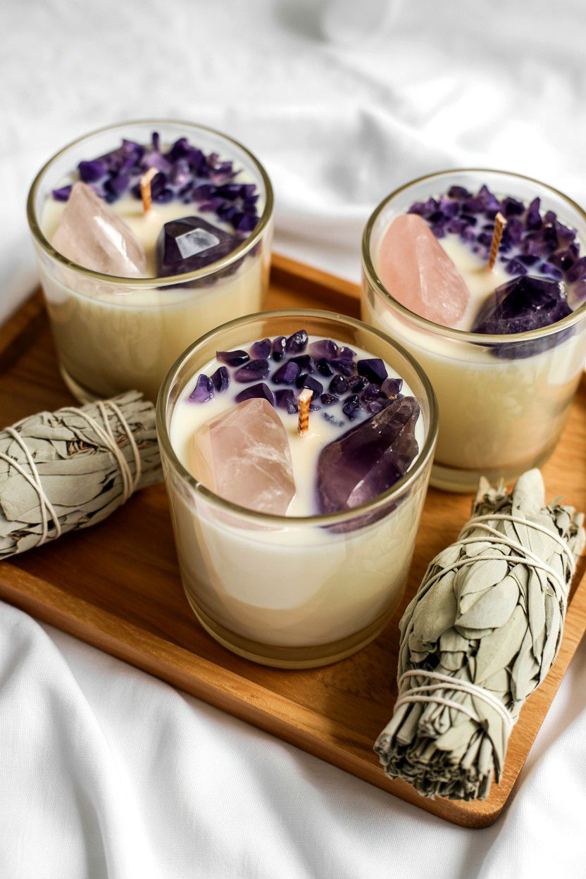 Crystal Infused Candle Set - 25 Valentine's Day Candle Gift Basket Ideas