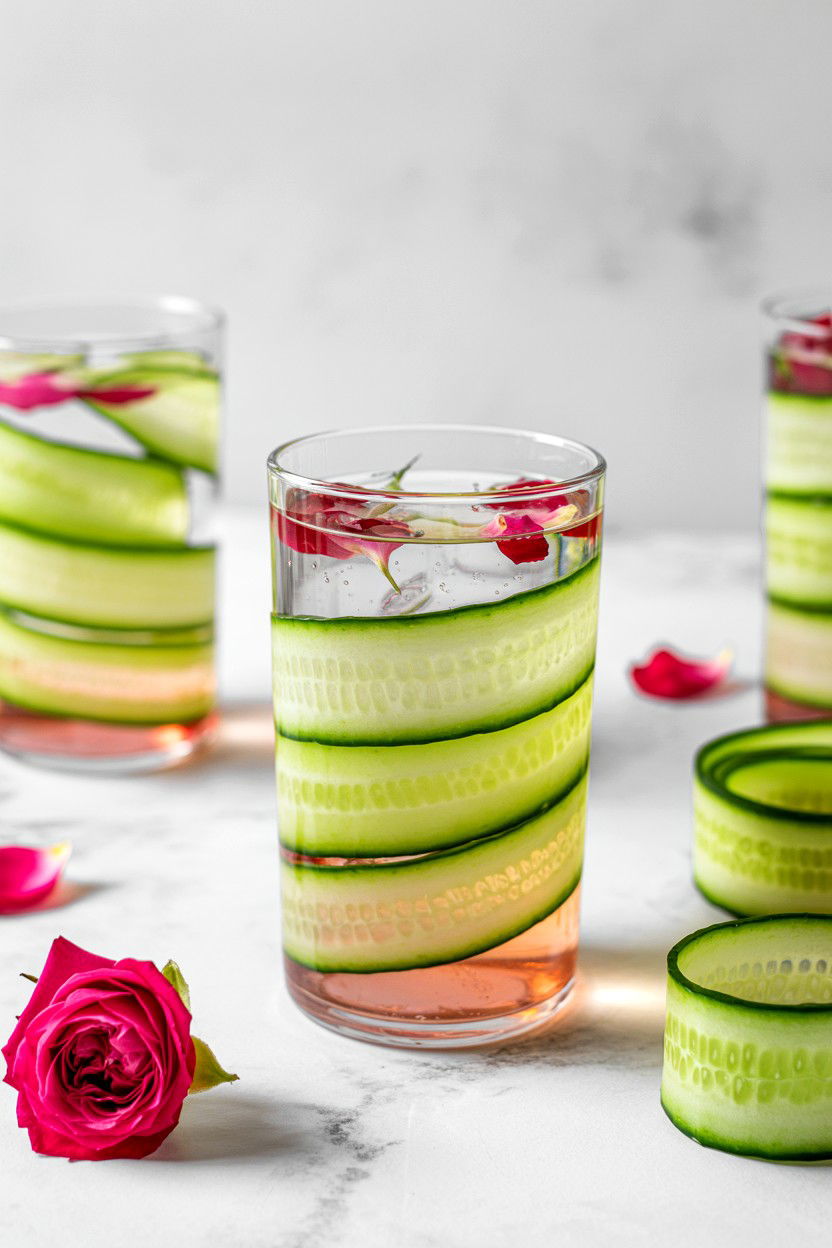 Cucumber Rose Mocktail - 25 Valentine's Day Mocktail Ideas