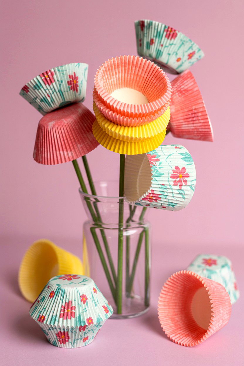 Cupcake Liner Flower - 25 Valentine's Day Paper Flower Ideas