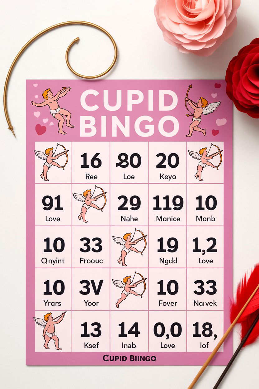 Cupid Bingo Game Sheet - 25 Valentine's Day Bingo Ideas