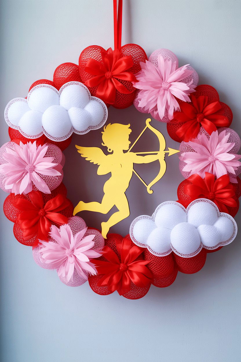 Cupid Mesh Valentine Wreath - 25 Mesh Valentine's Day Wreath Ideas
