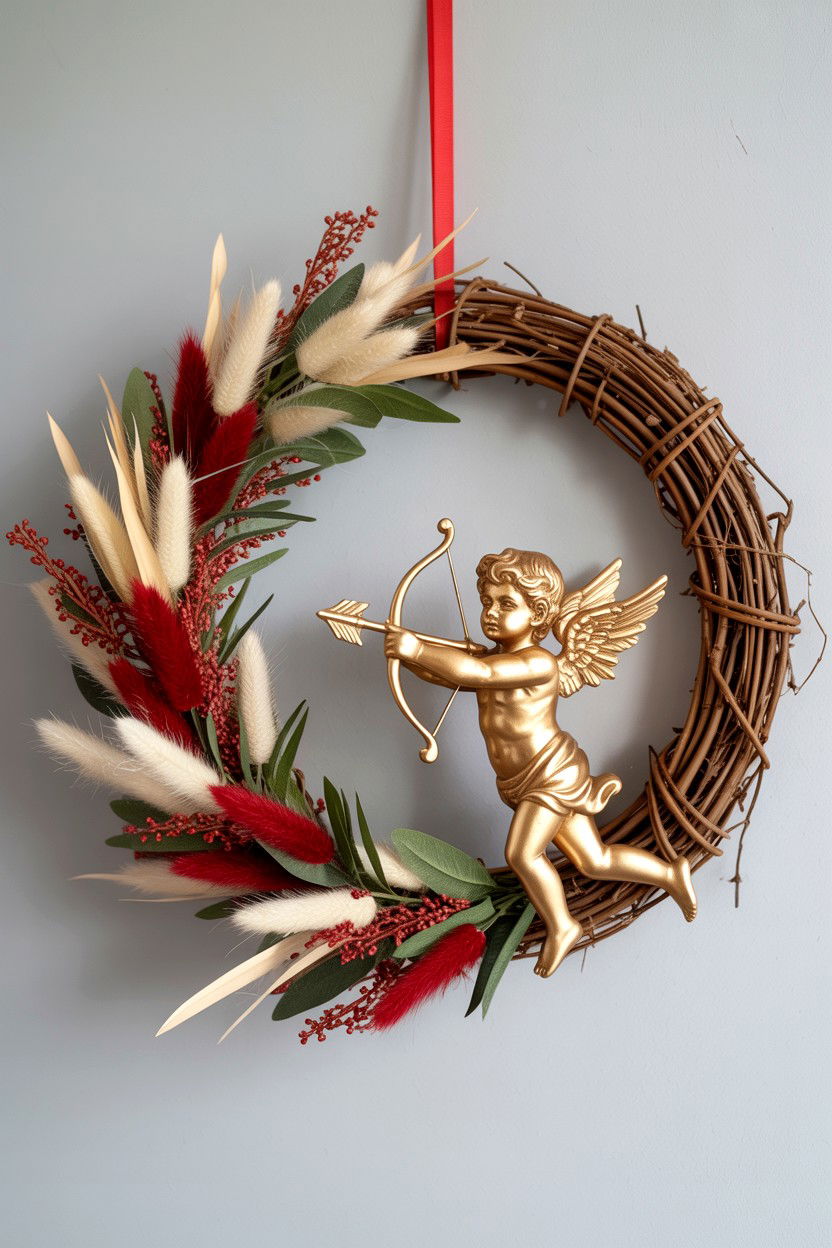 Cupid and arrow wreath - 25 Vintage Valentine's Day Wreath Ideas