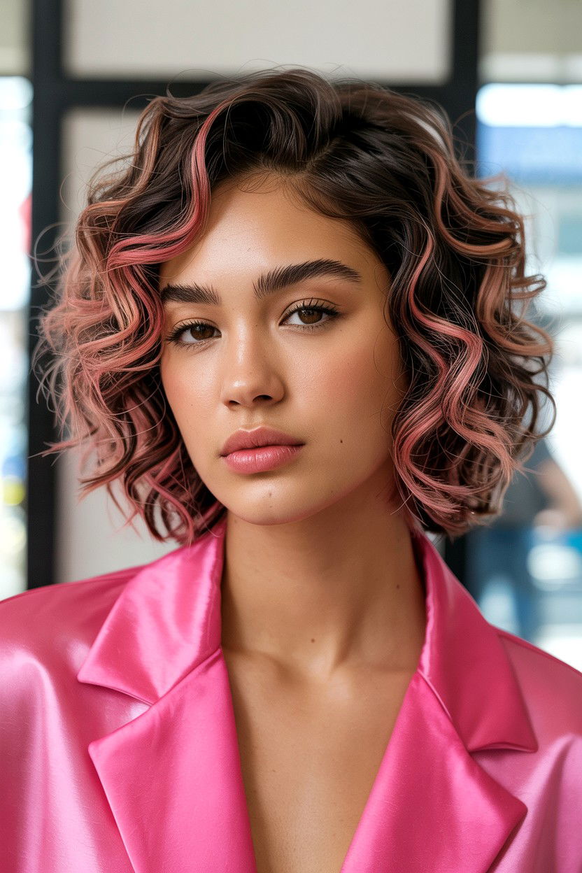Curly Bob Side Part - 25 Valentine's Day Textured Hair Ideas