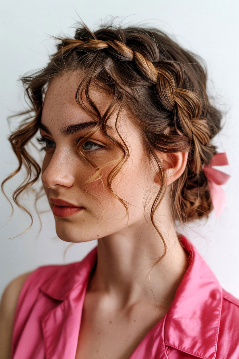 Curly Hair Crown Braid - 25 Valentine's Day Crown Braid Ideas
