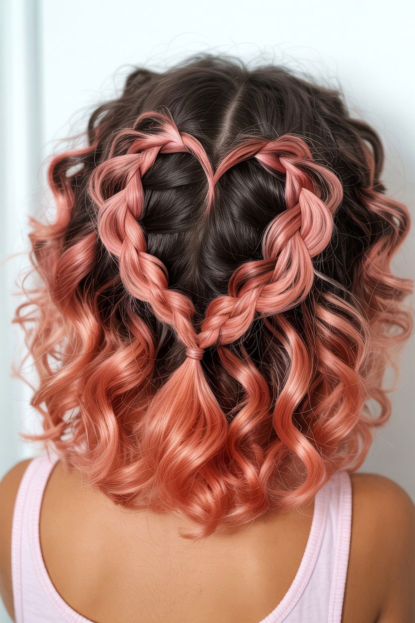 Curly Hair Heart Braid - 25 Heart Braid Valentine's Day Ideas