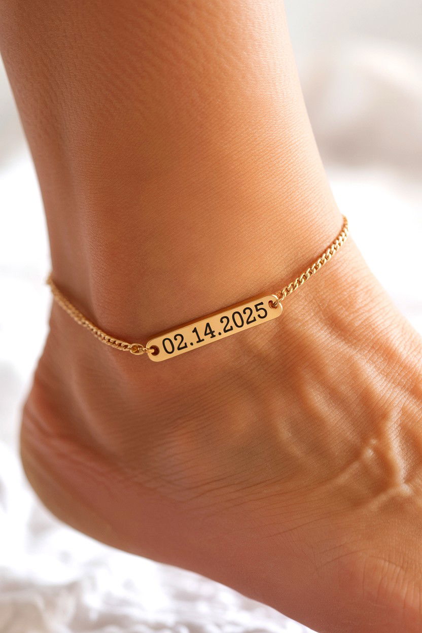 Custom Date Anklet - 25 Valentine's Day Anklet Ideas