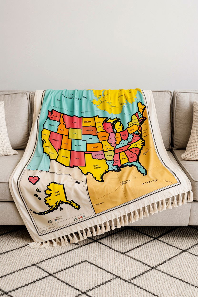 Custom Map Blanket - 25 Valentine's Day Map Gift Ideas