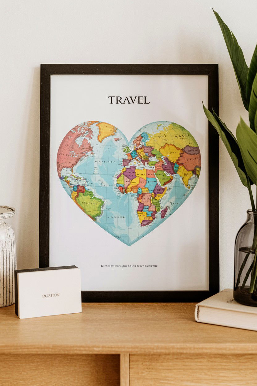 Custom Map Heart Portrait - 25 Valentine's Day Custom Portrait Ideas