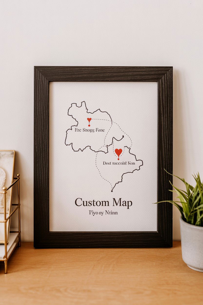 Custom Map Print - 25 Long Distance Valentine's Day Gifts for Boyfriend