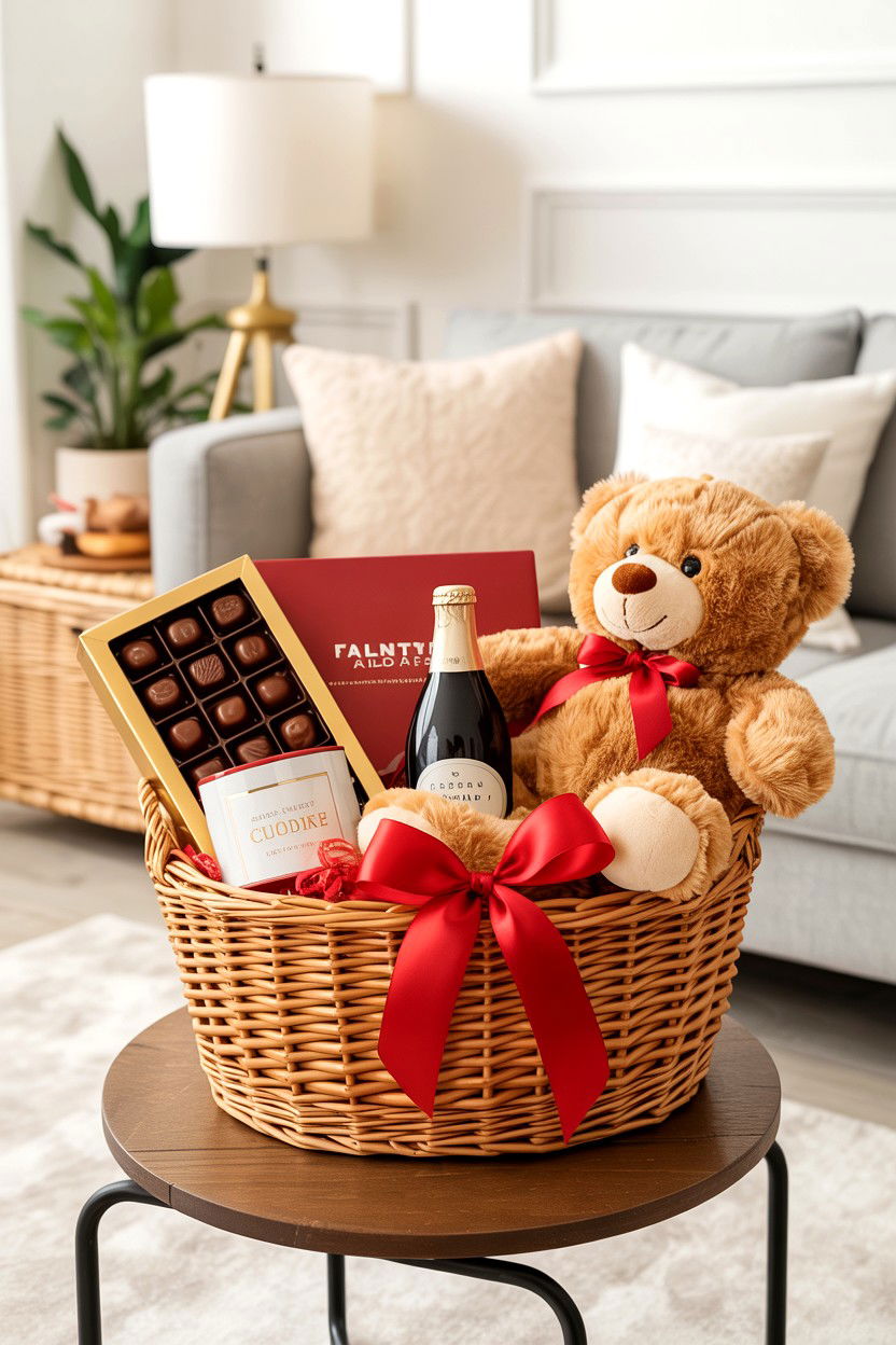 Customized Valentine Gift Basket - 25 Valentine's Day Romantic Surprise Ideas