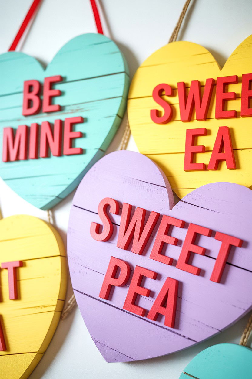 DIY Conversation Heart Sign - 25 Valentine's Day Heart Sign Ideas