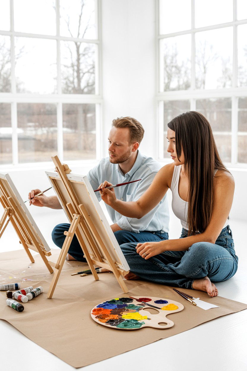 DIY Couple Painting - 25 Budget Valentine's Day Surprise Ideas