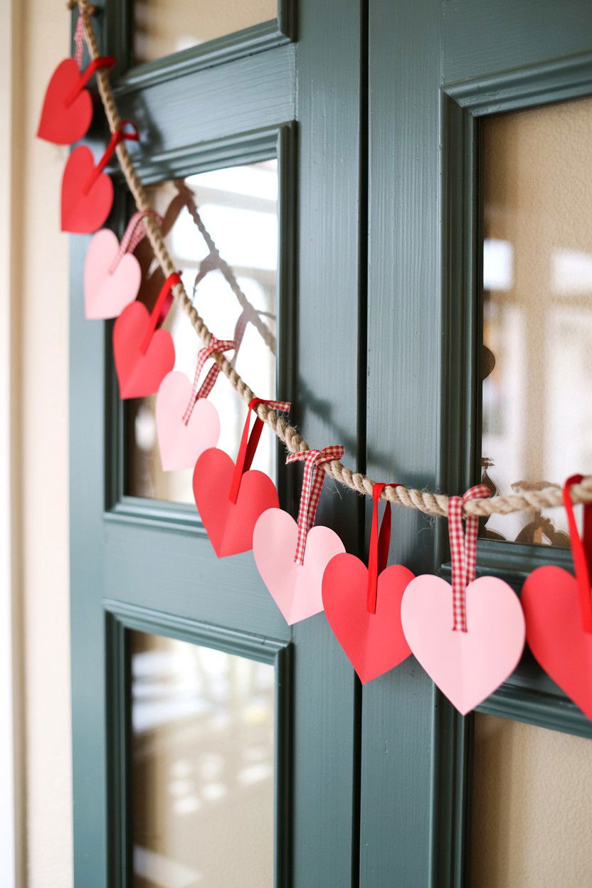 DIY Valentine Garland - 25 Valentine's Day Doorbell Surprise Ideas