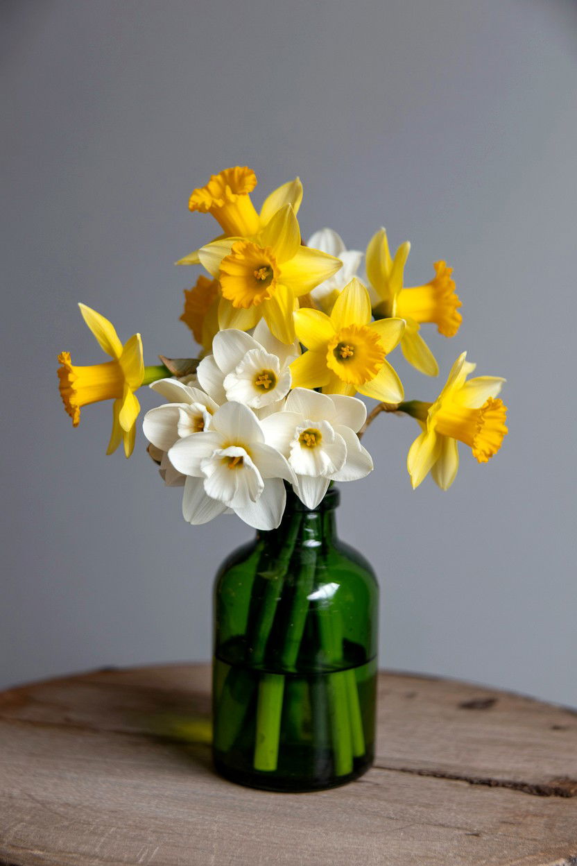 Daffodil And White Narcissus Spring Bouquet - 25 Valentine's Day Mixed Bouquet Ideas