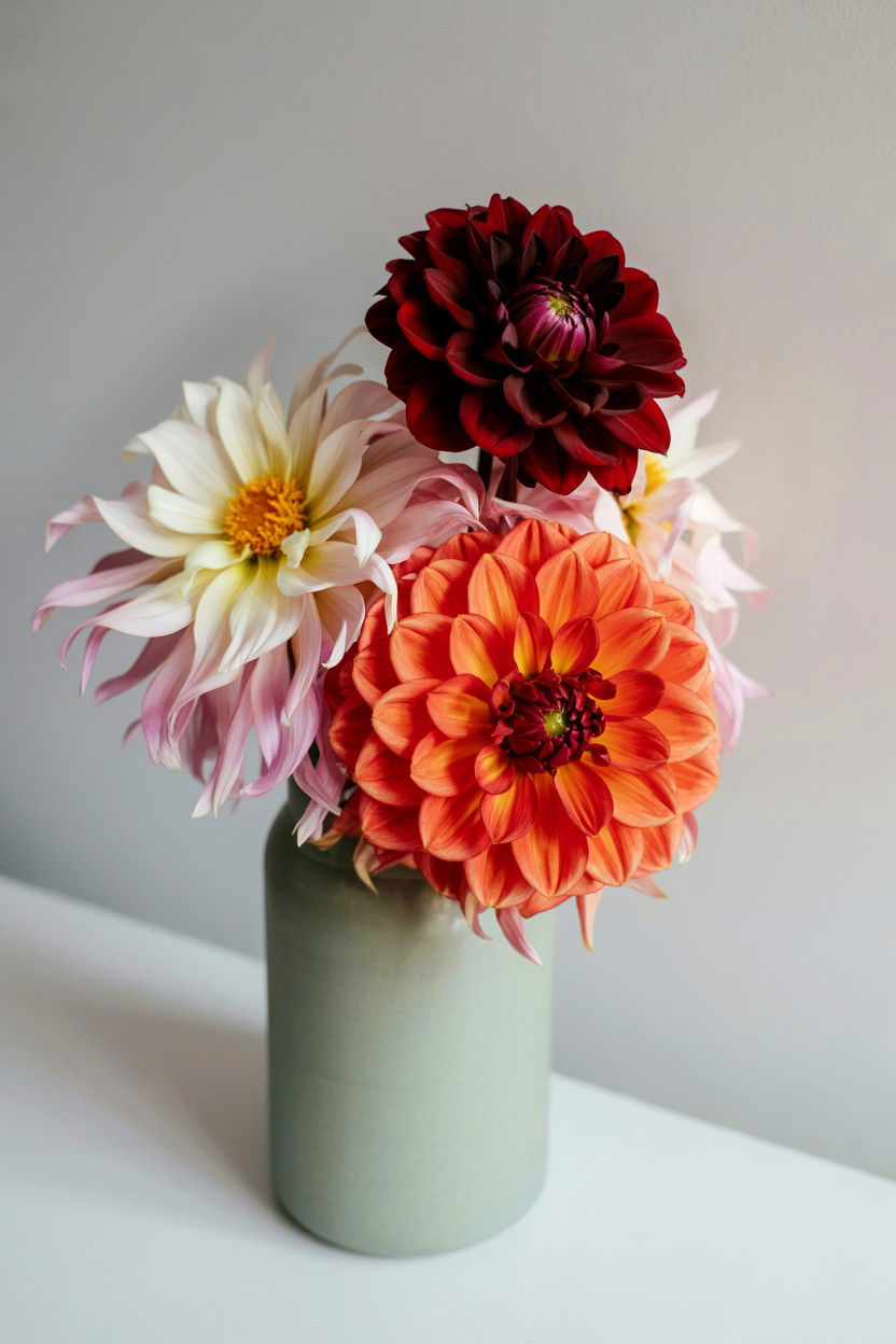 Dahlia Flower Vase - 25 Valentine's Day Flower Arrangement Ideas