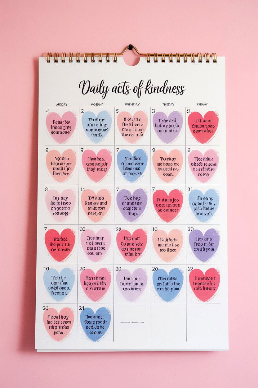 Daily Acts Of Kindness Calendar - 25 Valentine's Day Countdown Calendar Ideas