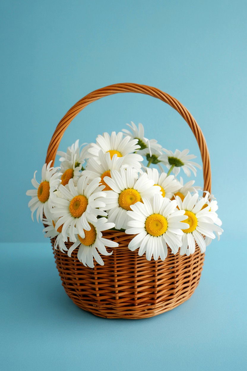 Daisy Flower Basket - 25 Valentine's Day Flower Arrangement Ideas