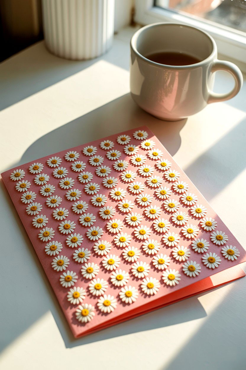 Daisy Pattern Card - 25 Floral Valentine's Day Card Ideas