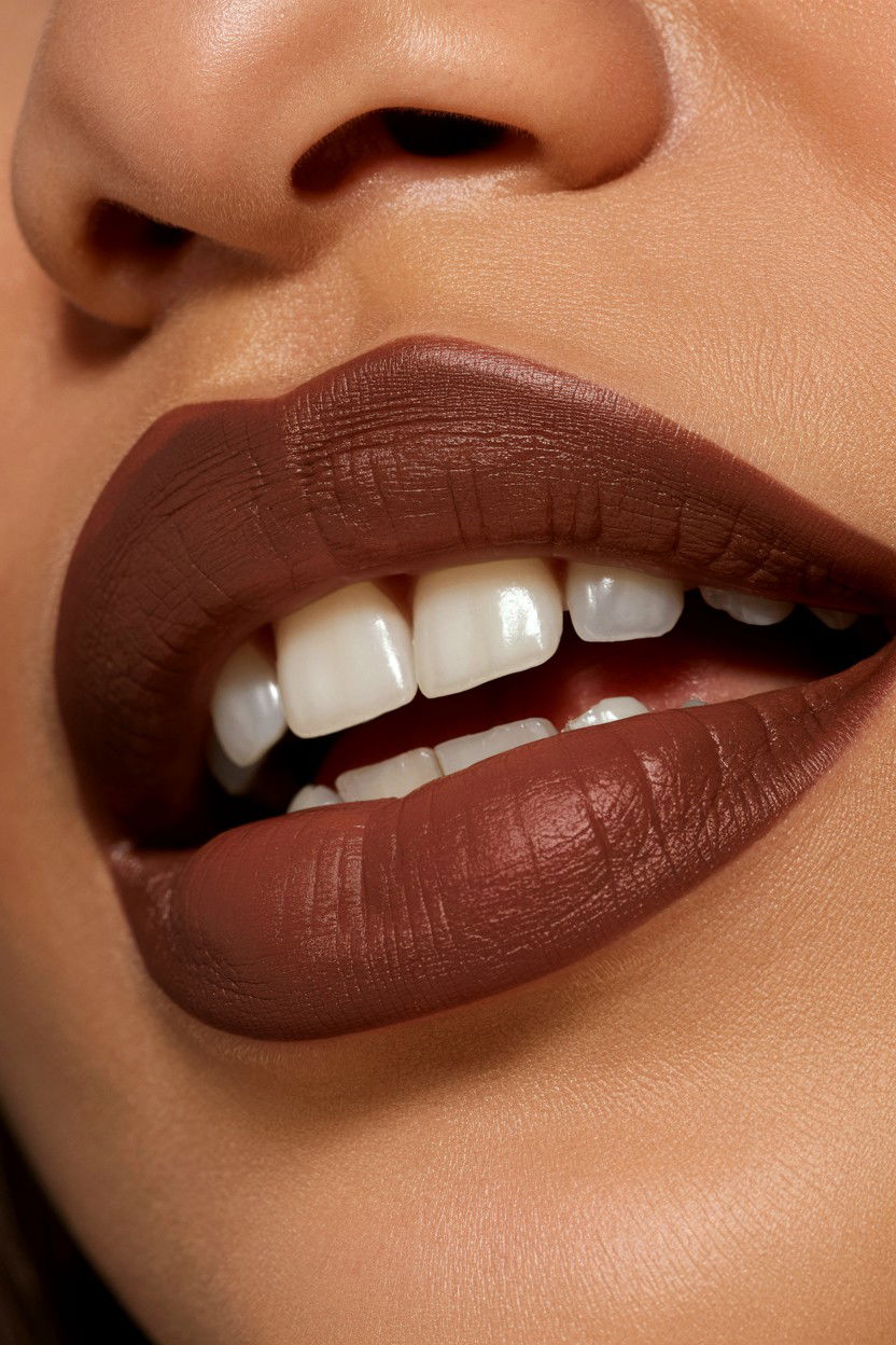 Dark Brown Lipstick Look - 25 Valentine's Day Lip Looks