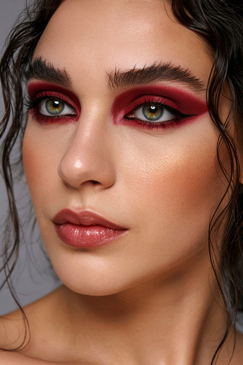Dark Red Eye Makeup - 25 Valentine's Day Eye Makeup Ideas