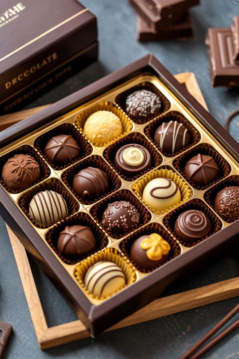 Dark chocolate truffle box - 25 Valentine's Day Coffee Gift Basket Ideas