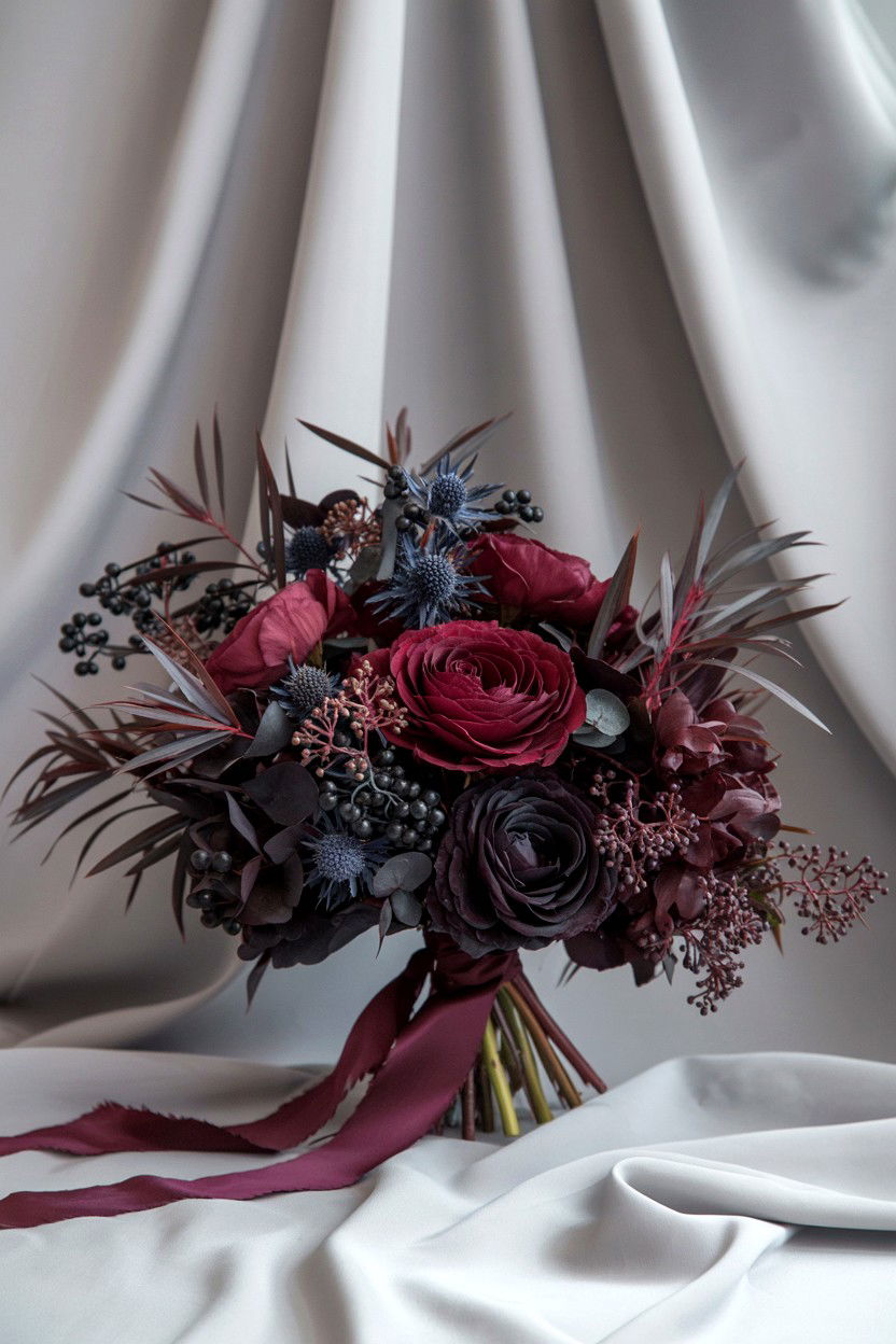 Dark moody wedding bouquet - 25 Valentine's Day Wedding Bouquet Ideas