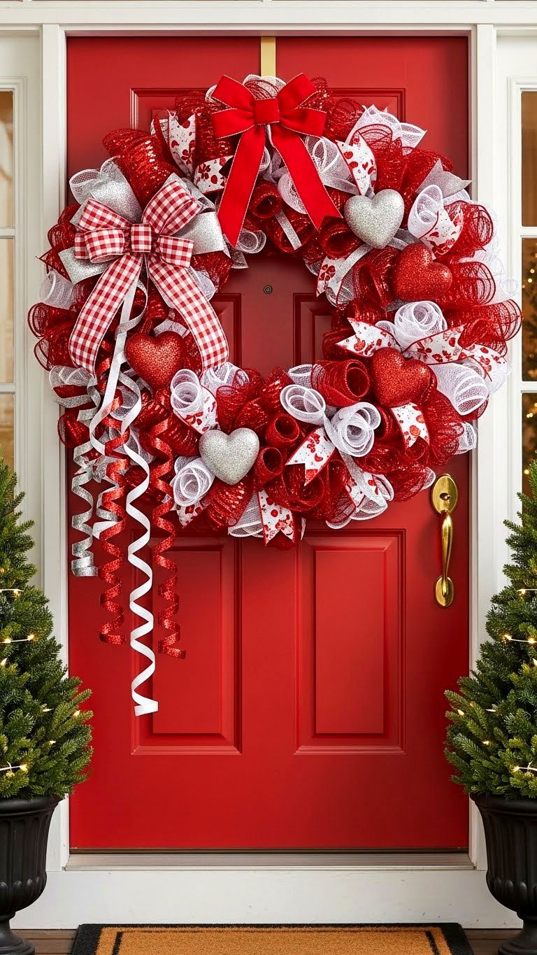 Deco Mesh Wreath - 25 valentine's day wreath ideas