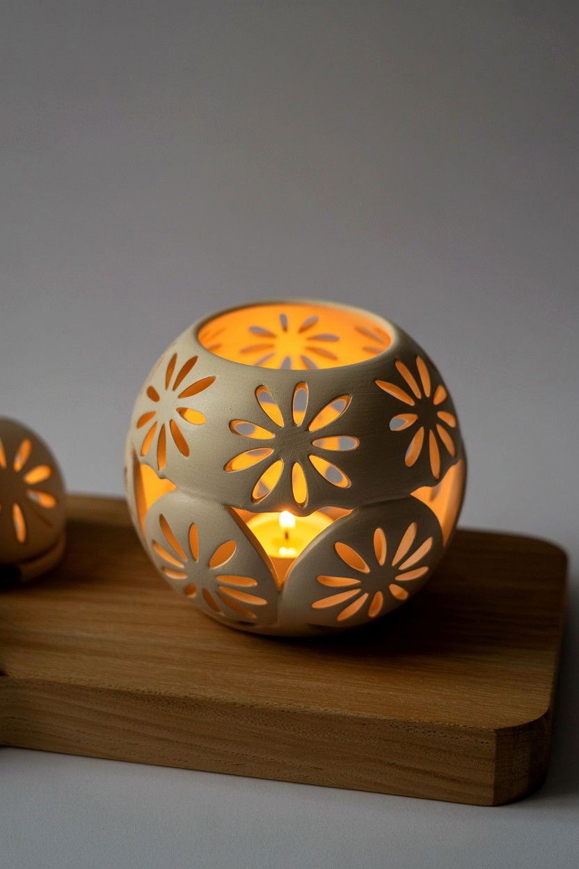 Decorative ceramic candle holder - 25 Valentine's Day Pottery Class Ideas