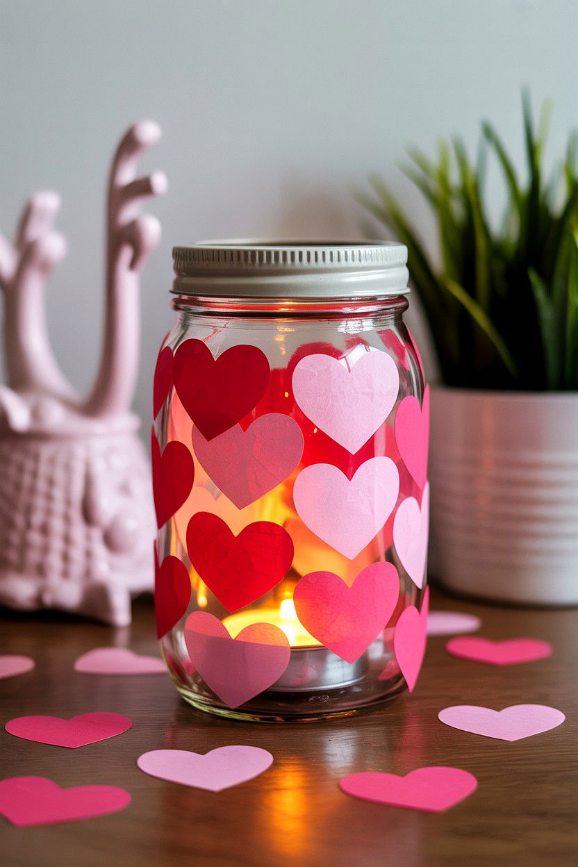 Decoupage Heart Jar - 25 Valentine's Day Tissue Paper Ideas