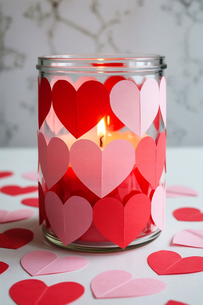Decoupage Tissue Paper Jar - 25 Valentine's Day Candle Holder Ideas