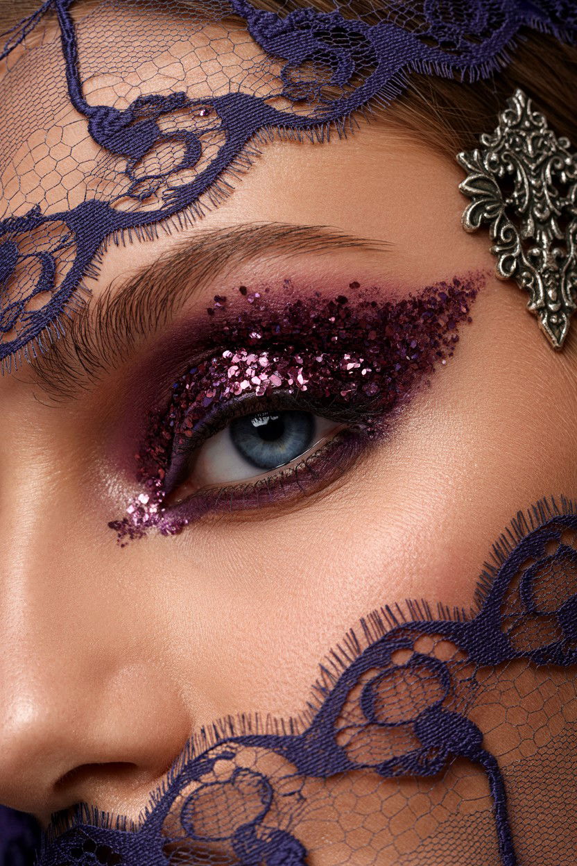 Deep Plum Glitter Eye - 25 Glitter Valentine's Day Makeup Looks