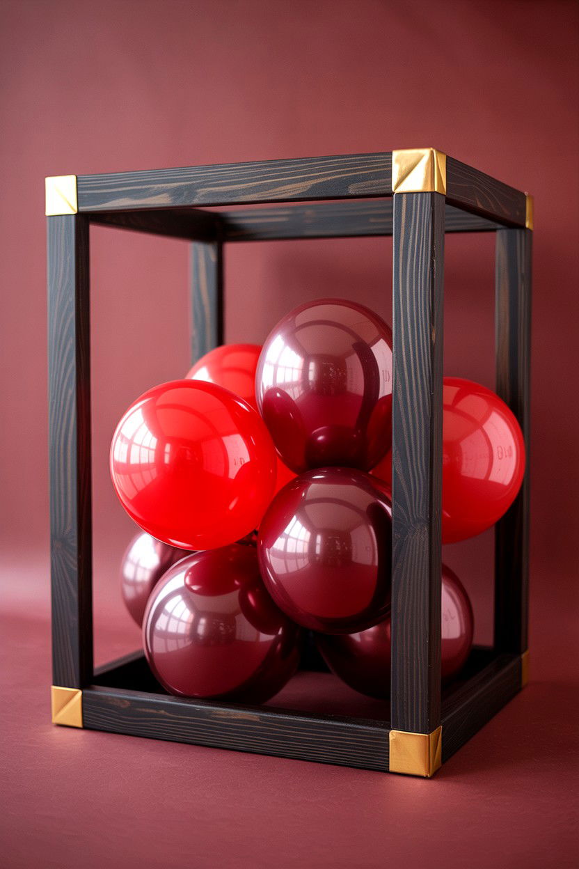 Deep Red Balloon Box - 25 Valentine's Day Balloon Box Ideas