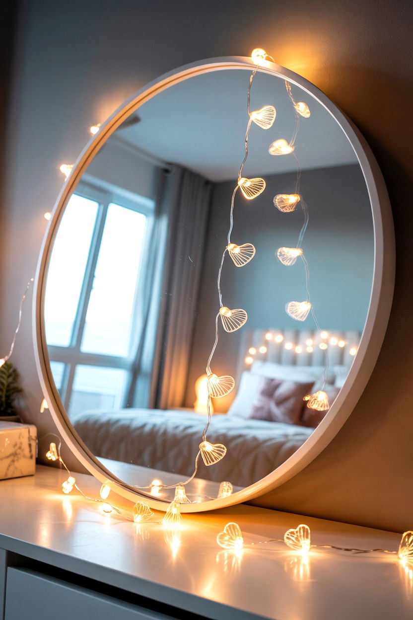 Delicate Heart String Lights - 25 Minimalist Valentine's Day Decor Ideas