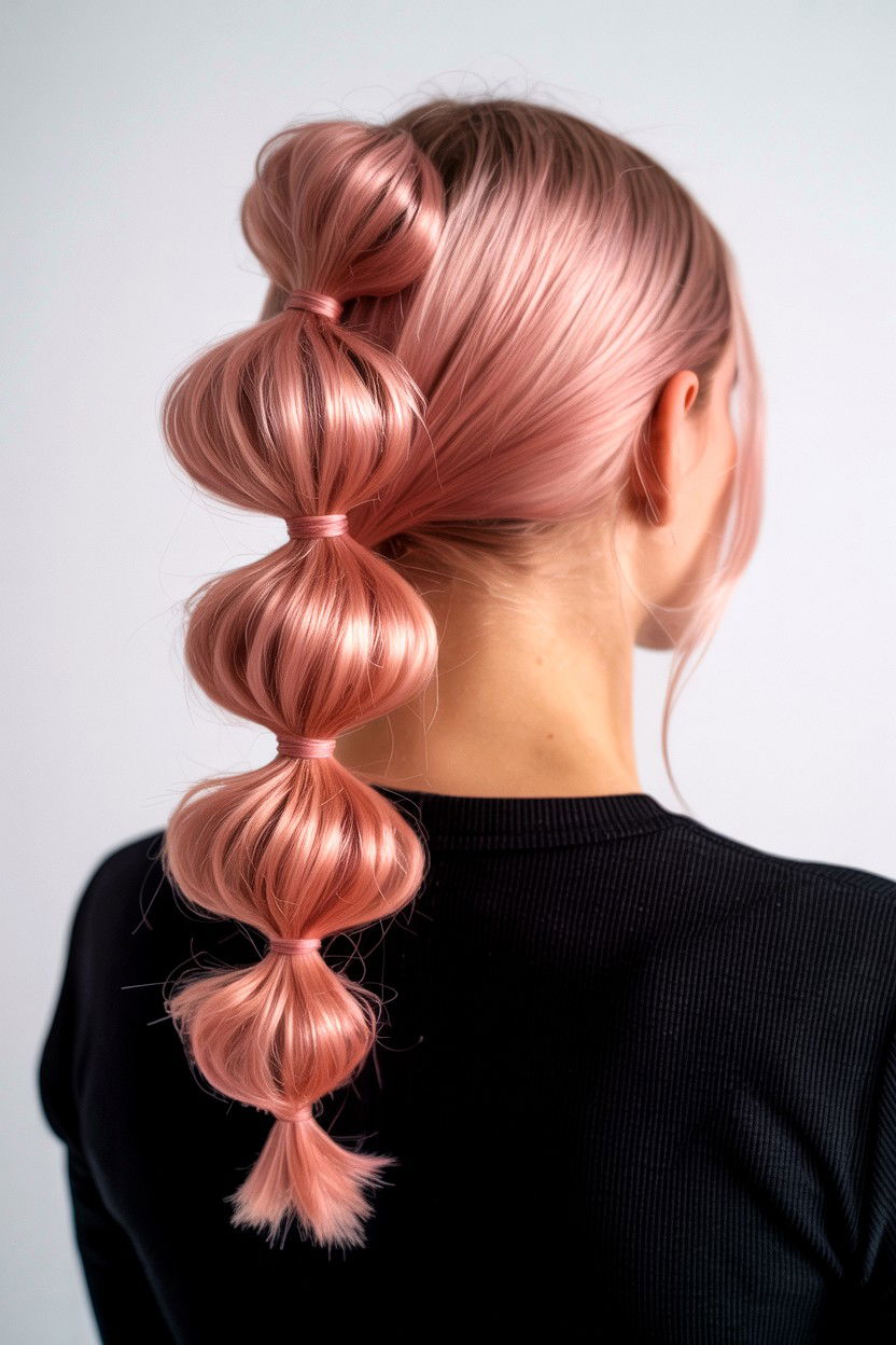 Diagonal Bubble Ponytail Pattern - 25 Valentine's Day Bubble Ponytail Ideas