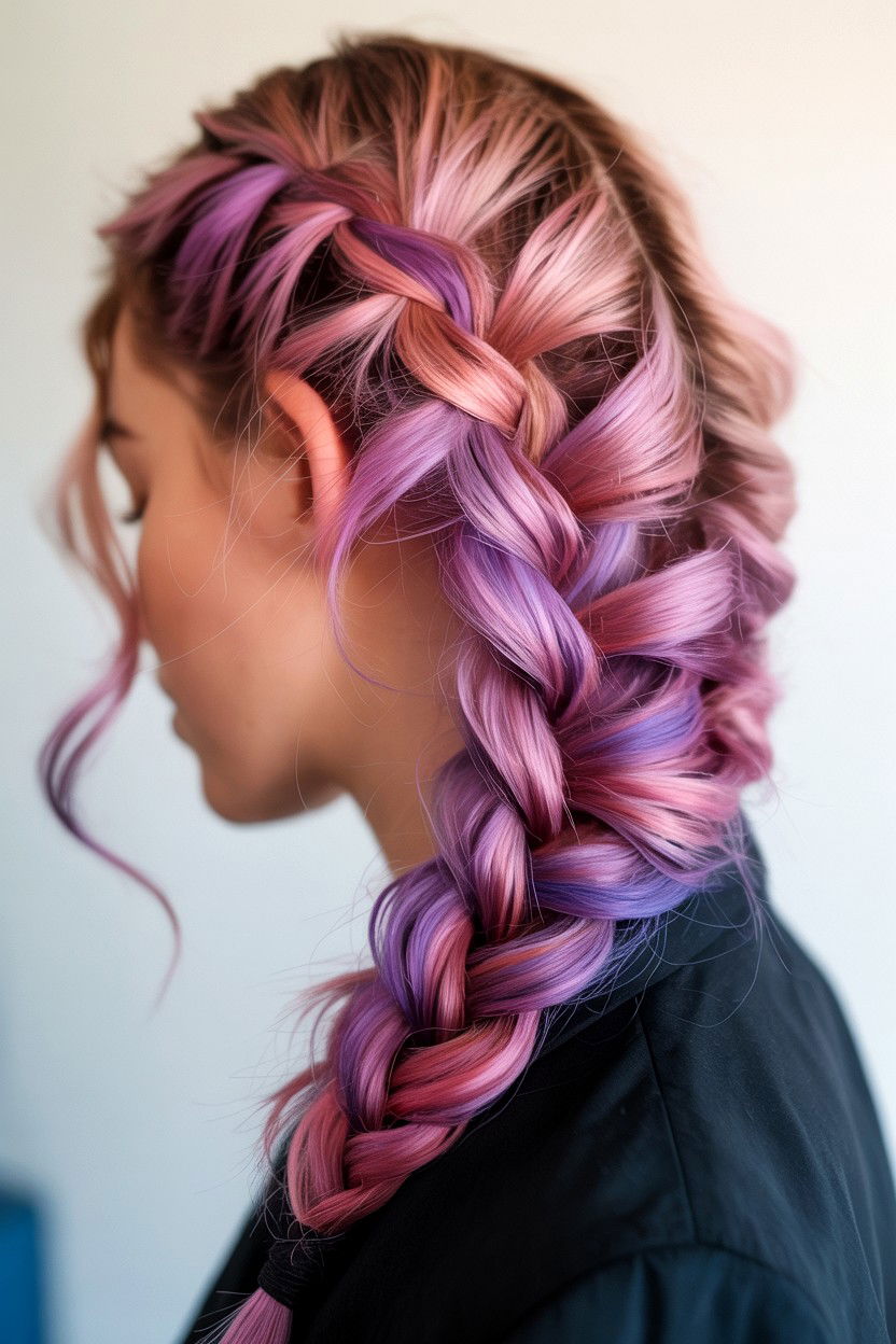 Diagonal fishtail braid - 25 Valentine's Day Fishtail Braid Ideas