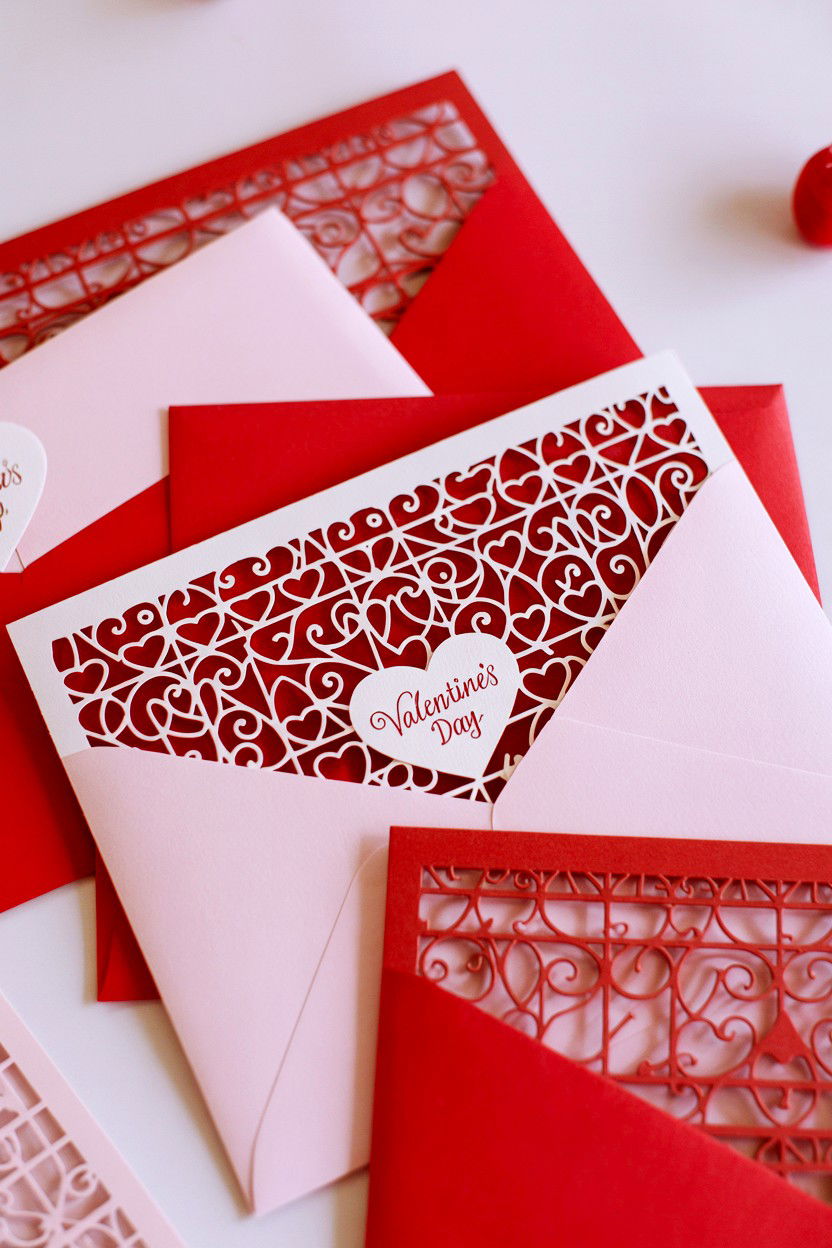 Die Cut Envelope Liners - 25 Valentine's Day Stationery Ideas