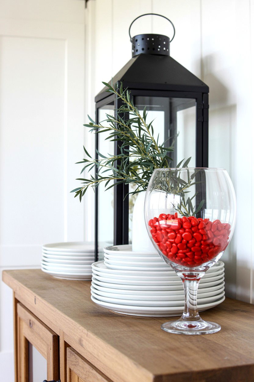 Dining Room Vignette - 25 Farmhouse Valentine's Day Decor Ideas