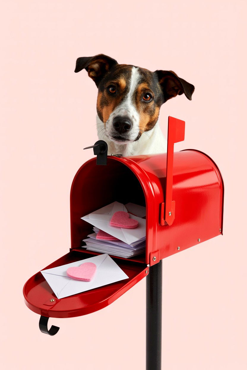 Dog Valentine Mailbox - 25 Valentine's Day Pet Photoshoot Ideas