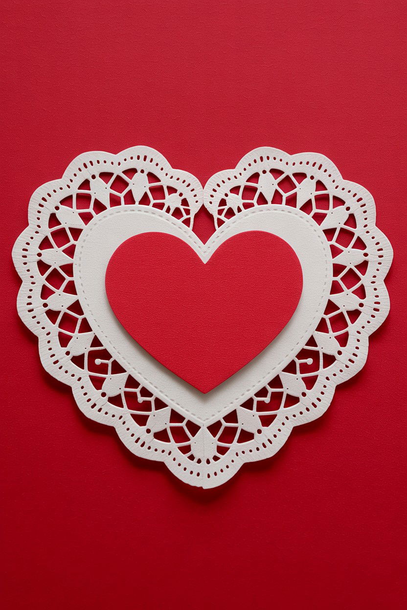 Doily Heart Card - 25 Heart Valentine's Day Card Ideas